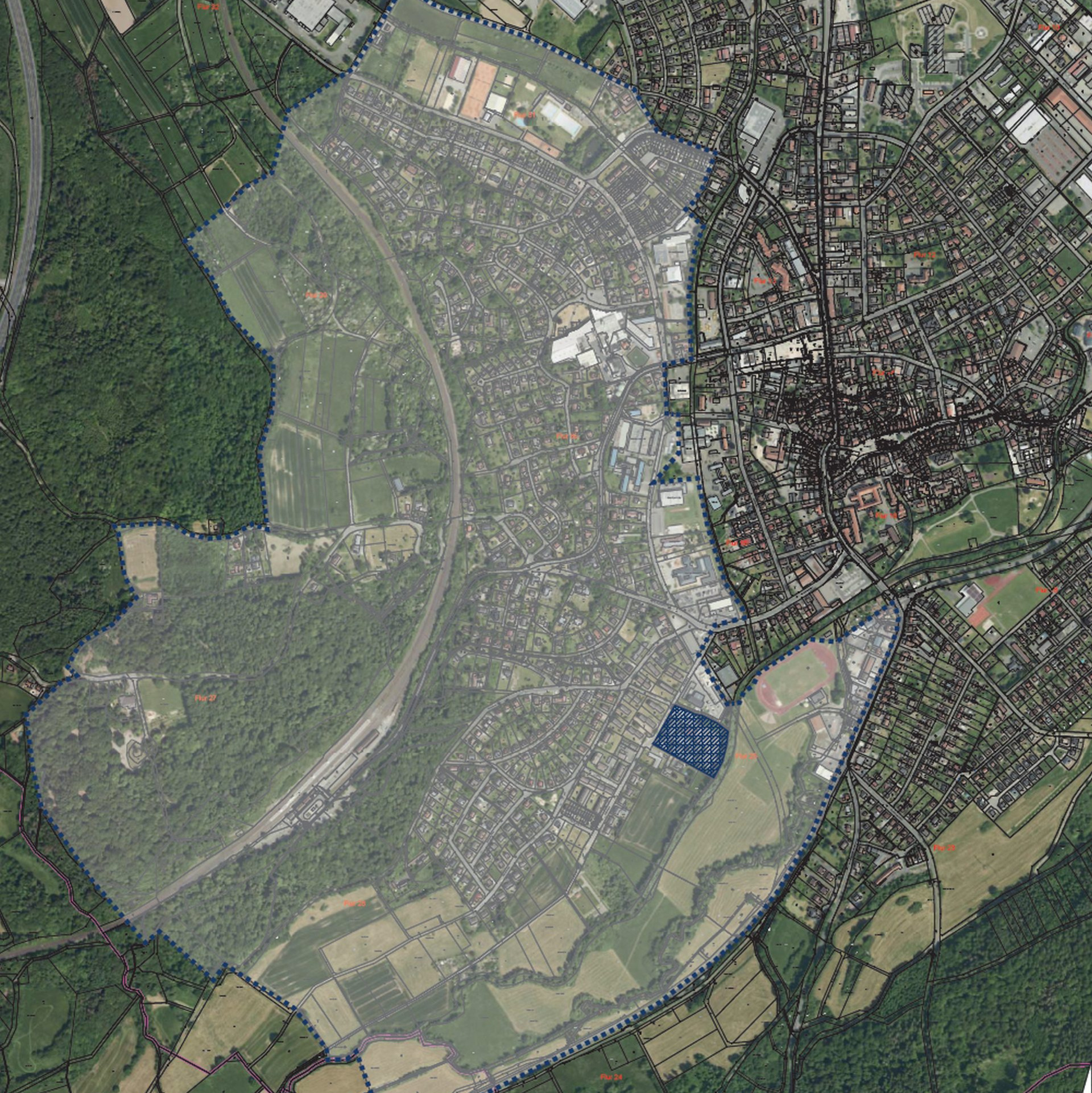 Luftaufnahme der Stadt Schlüchtern